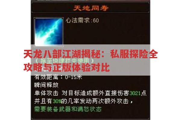 天龙八部江湖揭秘：私服探险全攻略与正版体验对比